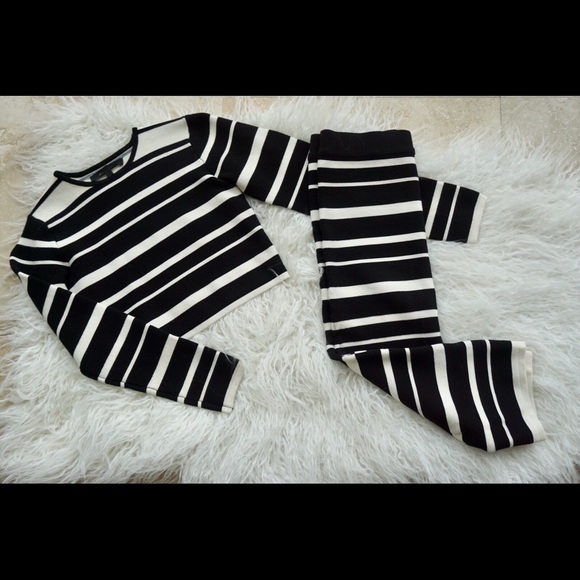 Olivaceous blk & White striped two piece skirt set - Picture 2 of 5